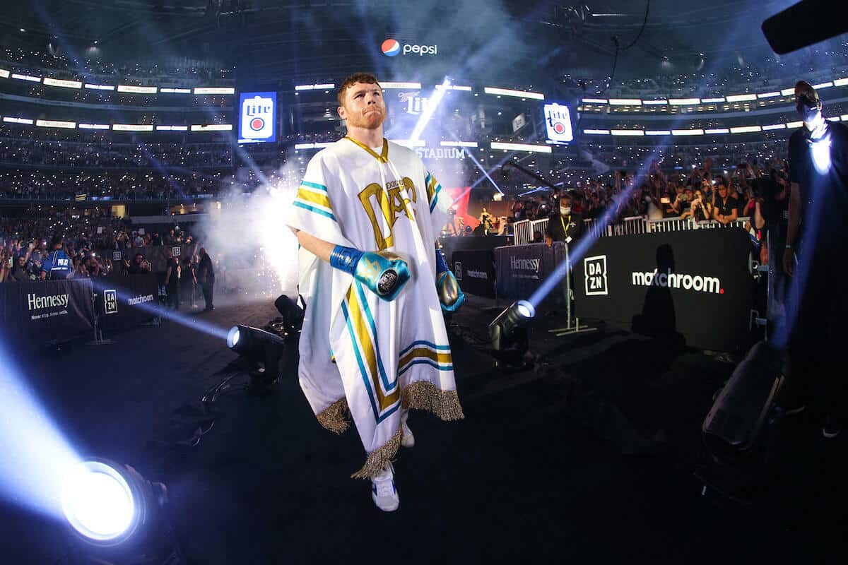Canelo Alvarez walks to the ring in Texas