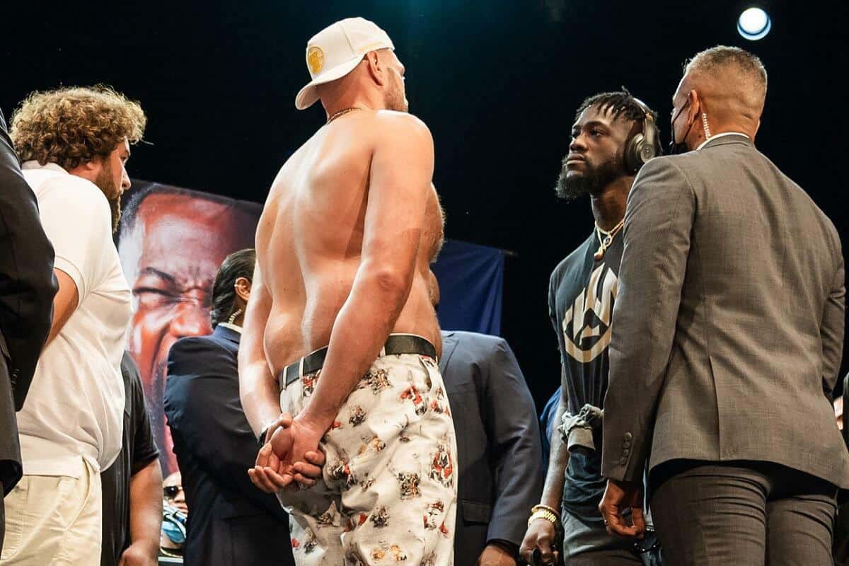 Tyson Fury Deontay Wilder staredown Boxing