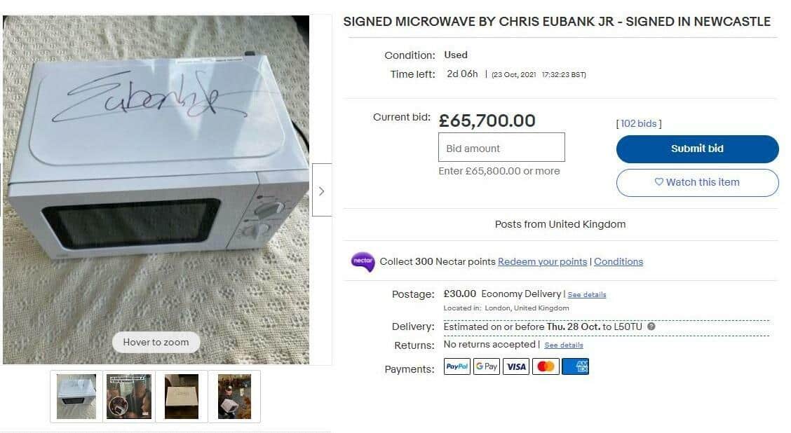 Chris Eubank microwave Newcastle Ebay