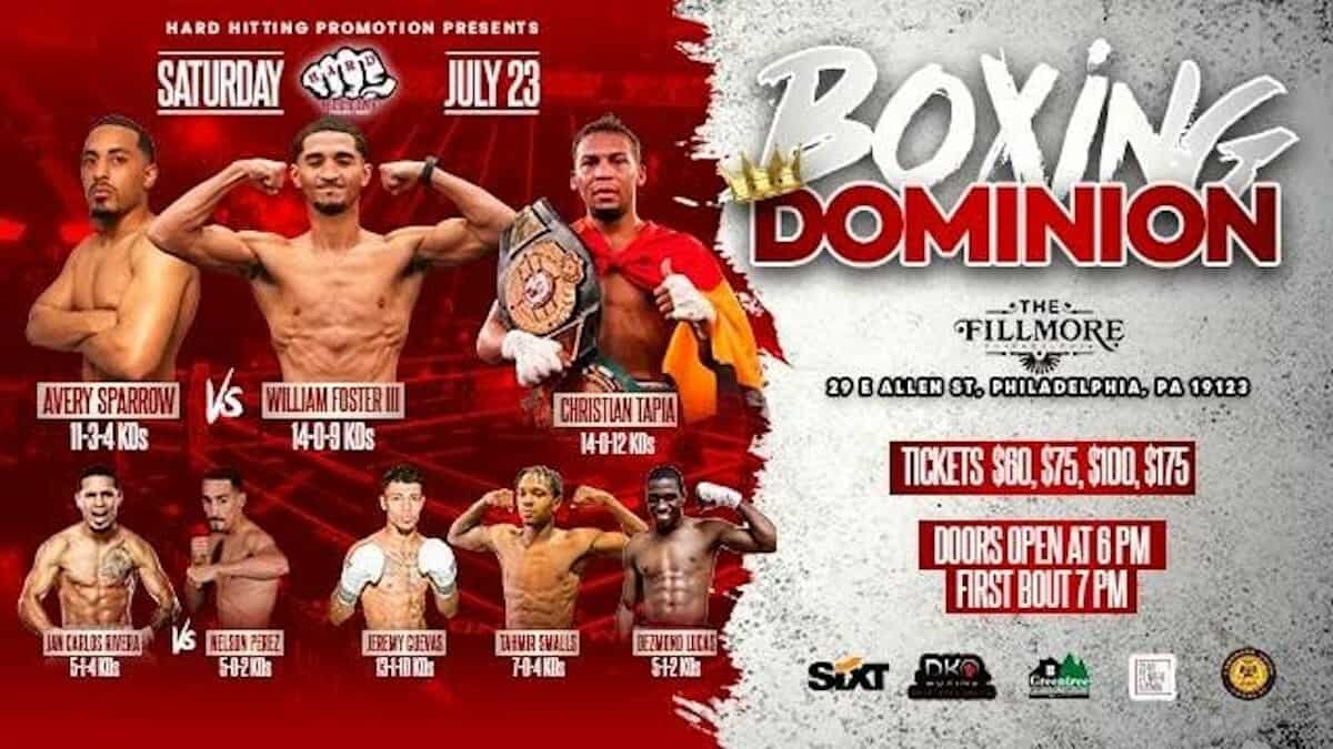 Avery Sparrow fights undefeated William Foster III on July 23