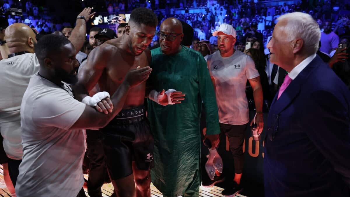 Anthony Joshua storms out of the ring