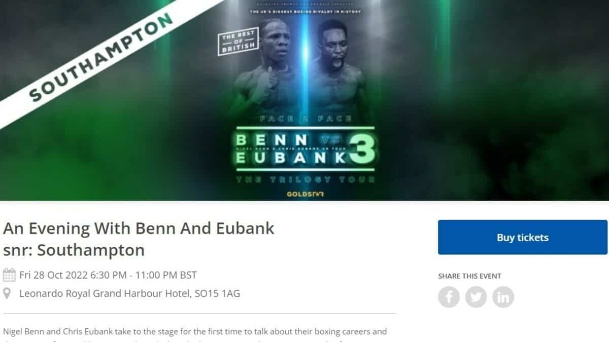 Eubank Jr vs Benn Nigel Benn Chris Eubank Benn vs Eubank tour