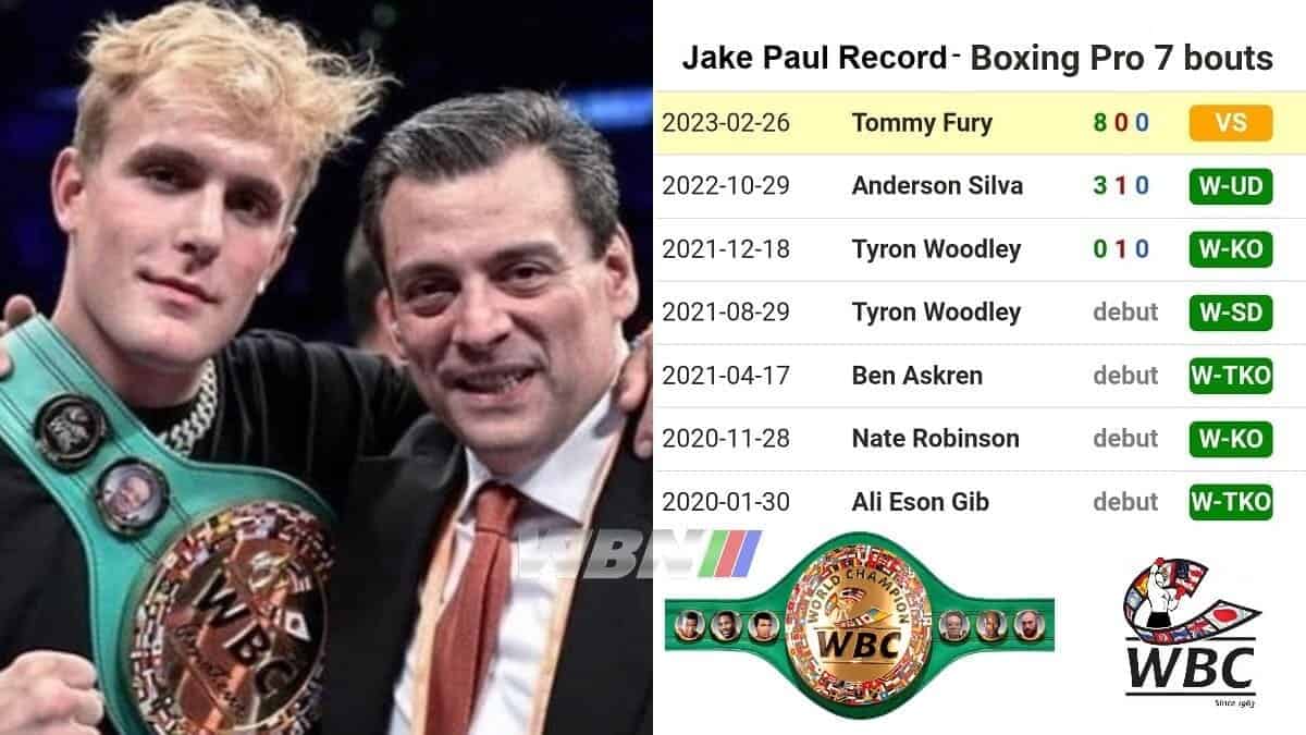 Jake Paul World Boxing Council boxing record