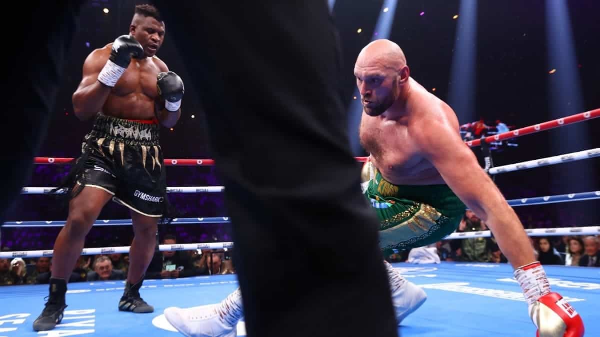 Tyson Fury knocked down by Francis Ngannou