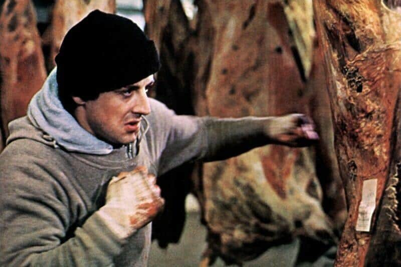 Rocky Balboa punches meat